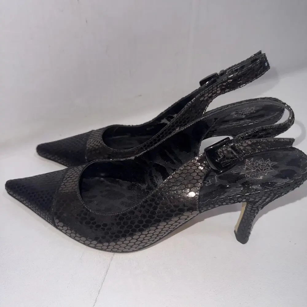 J. RENEE Casual Dress Black Point Heels Slingback Classy Timeless Shoes Size 8.5